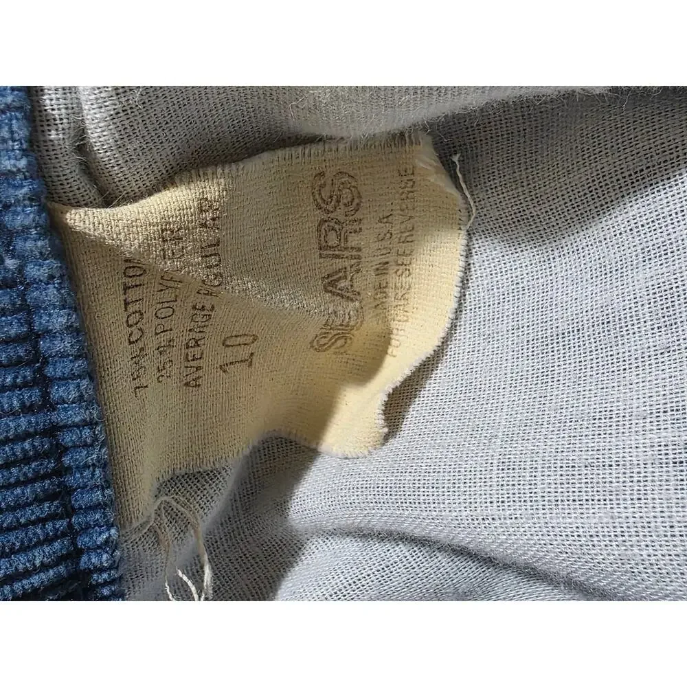 Rare Vintage 70 Sears Blue Pleated Tapered Corduroy High Rise Trousers Size 28